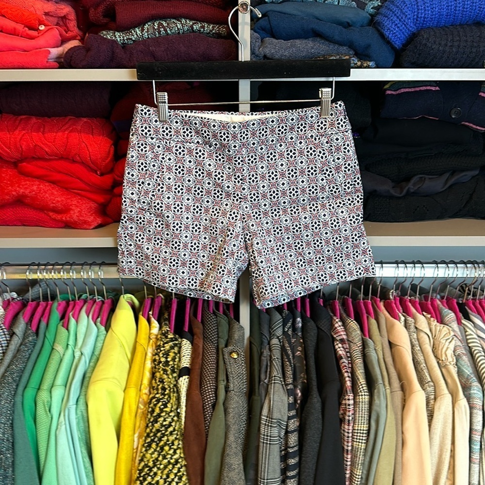 J Crew white/navy/pink print shorts size 0